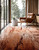 7' X 9' Orange Brown And White Abstract Washable Area Rug With UV Protection