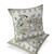 Set of Two Beige Yellow Green And Brown Bee Floral Indoor Outdoor Throw Pillow