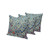 Set of Three Gray Red And Blue Peacock Floral Indoor Outdoor Throw Pillow