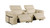 Two Piece Beige Italian Leather Five Person Seating Set