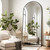 Black Aluminum Arch Freestanding Ornate Framed Accent Mirror