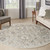 8' Gray Ivory And Yellow Floral Distressed Round Rug
