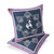 Set of Two Blue White And Lavender Horse Indoor Outdoor Throw Pillow