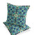 Set of Two Aqua And Indigo Floral Indoor Outdoor Throw Pillow