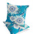 Set of Two Blue And White Sunflower Indoor Outdoor Throw Pillow
