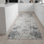 8' Ivory Blue And Brown Floral Distressed Runner Rug