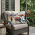 Set of Two Orange Dark Green And Yellow Floral Indoor Outdoor Throw Pillow