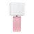 21" Pink Faux Leather Table Lamp LED With White Shade