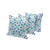 Set of Three Blue Abstract Indoor Outdoor Throw Pillow