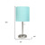 20" Silver Metal USB Table Lamp LED With Aqua Drum Shade