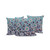 Set of Three Purple Blue And Gray Peacock Floral Indoor Outdoor Throw Pillow