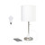20" Silver Metal Table Lamp LED With White Drum Shade