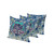 Set of Three Blue Aqua And Yellow Sunflower Indoor Outdoor Throw Pillow