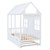 White Wood Twin House Bed With Trundle