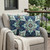 Set of Two Indigo And Aqua Floral Indoor Outdoor Throw Pillow
