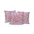 Set of Three Pink Gray Sky Blue And Cream Peacock Indoor Outdoor Throw Pillow