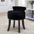 18" Black Velvet Tufted Round Footstool