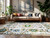 7' X 9' Cream Green And Blue Tribal Washable Area Rug With UV Protection