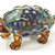 7" Clear Brown and Green Murano Glass Turtle Figurine Tabletop Sculpture