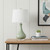 26" Sage And Clear Ceramic Novelty Table Lamp With White Drum Shade
