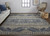 8' Gray Blue and Ivory Wool Floral Hand Knotted Runner Rug