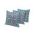 Set of Three Blue And Red Botanical Indoor Outdoor Throw Pillow