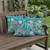 Set of Three Blue Gold Orange And Gray Peacock Indoor Outdoor Throw Pillow