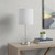 20" Silver USB Table Lamp LED With Drum Shade