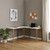 71" White and Gold Wood and Metal L Shape Writing Desk