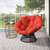 38" Brown Metal Outdoor Papasan Chair with Orange Cushion