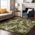 8' X 10' Olive Green Ivory And Taupe Abstract Washable Area Rug With UV Protection