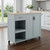 49" Light Blue Wood Barn Door Rolling Kitchen Island With Storage