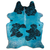 ACID WASHED HAIR ON COWHIDE DYED TURQUOISE ON BLACK AND WHITE