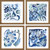 Set Of Four Indigo Ornament II Gold Framed Print Wall Art