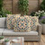 Set of Three Beige Green And Black Botanical Indoor Outdoor Throw Pillow