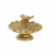 3" Gold Metal Bird and Flower Hand Painted Sculpture