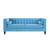 83" Sky Blue Velvet Wood Sofa With Toss Pillows