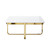 35" White and Gold Wood and Stainless Steel Square Cross Legs Coffee Table