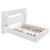 White Wood Queen Bed Frame With USB And Drawer