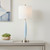 27" Blue And Silver Metal Novelty Table Lamp With White Drum Shade