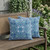 Set of Two Blue And White Botanical Indoor Outdoor Throw Pillow