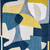 7' X 9' Blue And Yellow Abstract Washable Area Rug