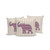 Set of Three Cream Navy Blue And Terra Cotta Elephant Indoor Outdoor Throw Pillow