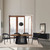 Six Piece Brown and Black Oval Wood Dining Set with Four Chairs and Sideboard