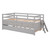 Gray Panel Solid Wood Twin Loft Bed with Slide
