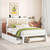 White Wood Full Bed Frame With Trundle And USB