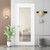 80" White Wood, Glass Slab Door