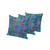 Set of Three Dark Blue Pink And Green Paisley Indoor Outdoor Throw Pillow