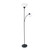 72" Black Metal Floor Lamp With White Bowl Shade