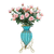 Colo Glass Floor Flower Vase  Bunch  Heads Artificial Fake Silk Rose Home Decor